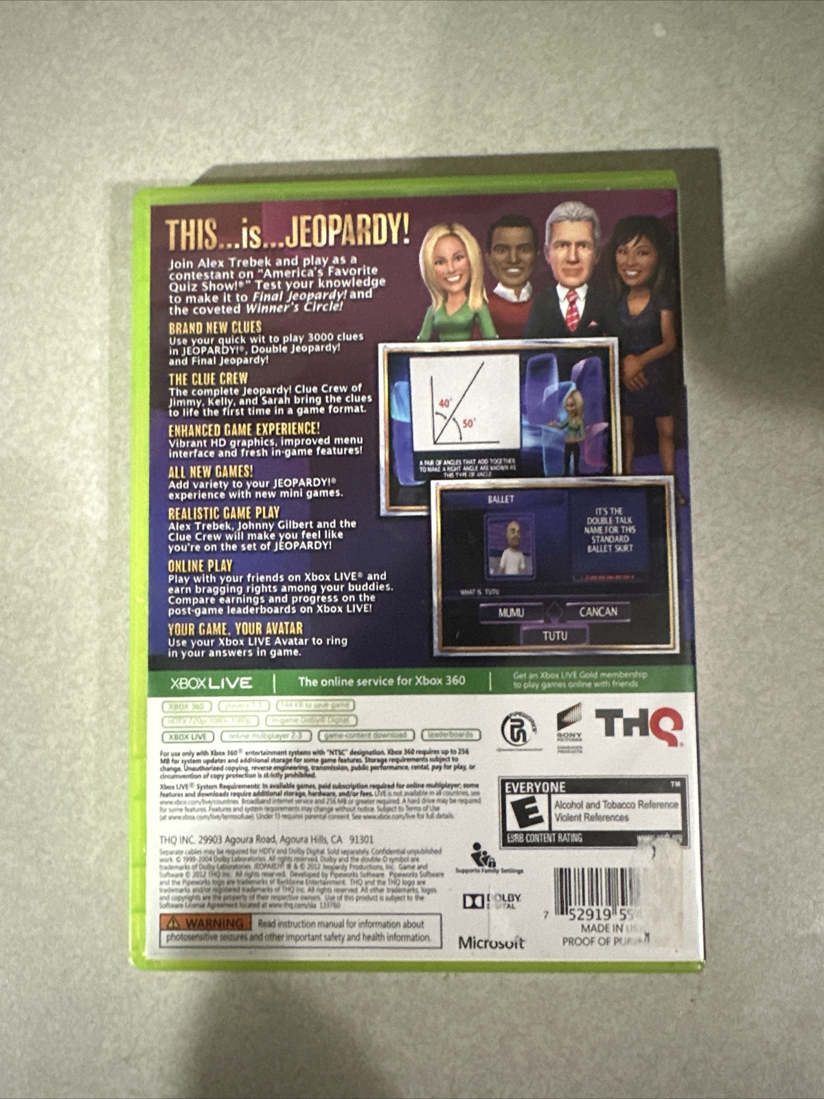 Jeopardy (Microsoft Xbox 360, 2012) Complete CIB Tested Working