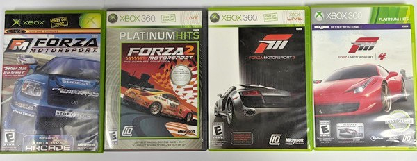 Forza Motor Sport 1, 2, 3 and 4 Bundle Lot Xbox/Xbox 360 Complete In Box