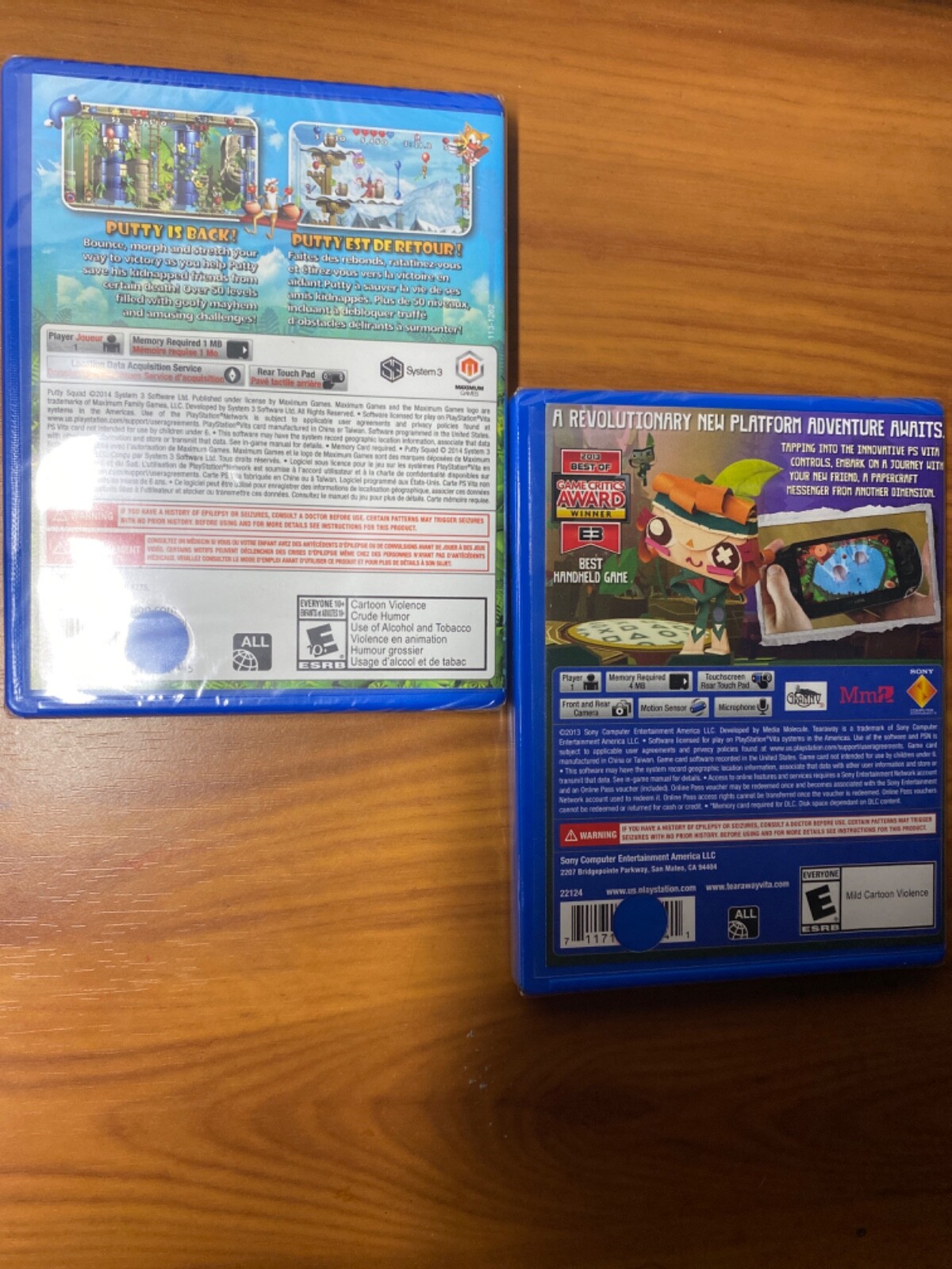 Putty Squad+Tearaway PlayStation PS Vita Games Lot New SEALED UPC Punched