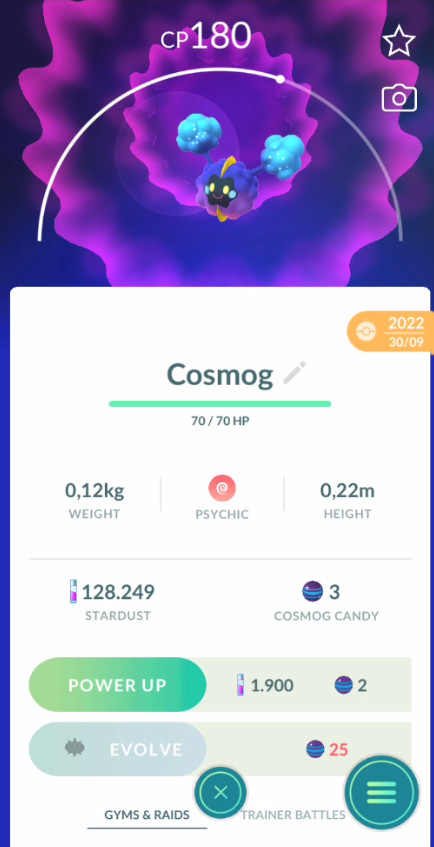 Cosmog – Pokemon Trade Go- Only registered Trade (20k stardust)