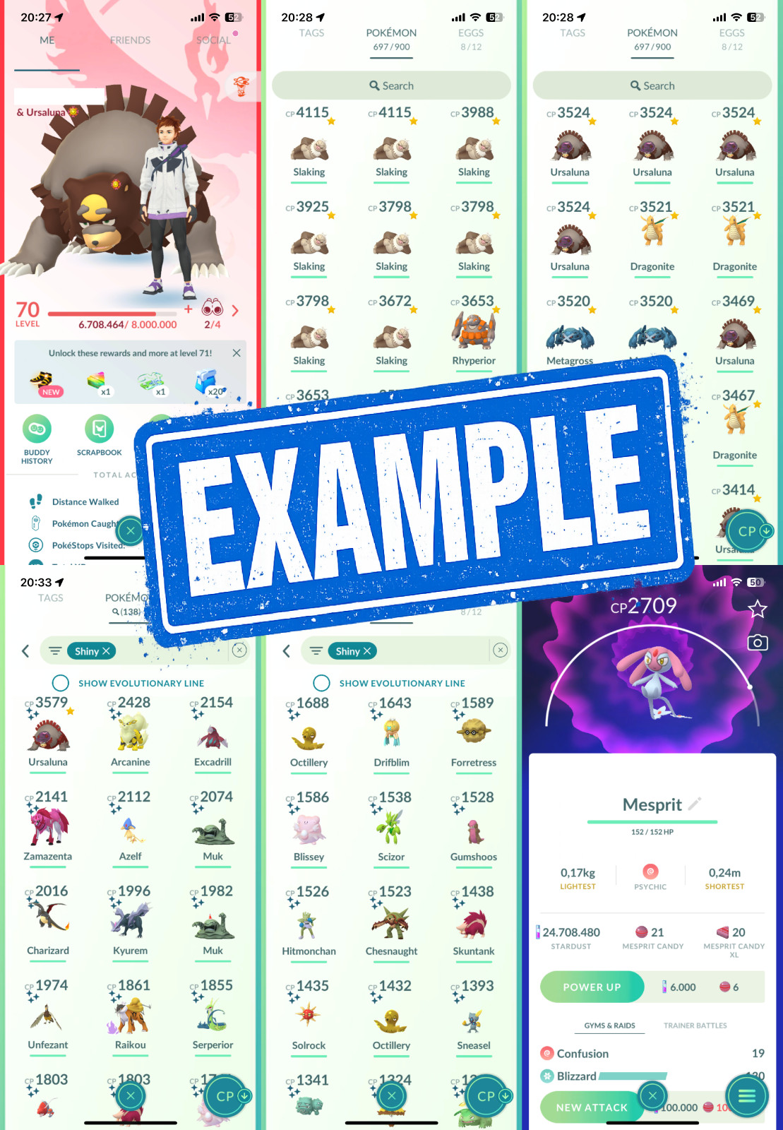 Random Pokemon Acc Go Lvl 70 200+ Legendaries, 250+ Shinies, and 50+ Hundos