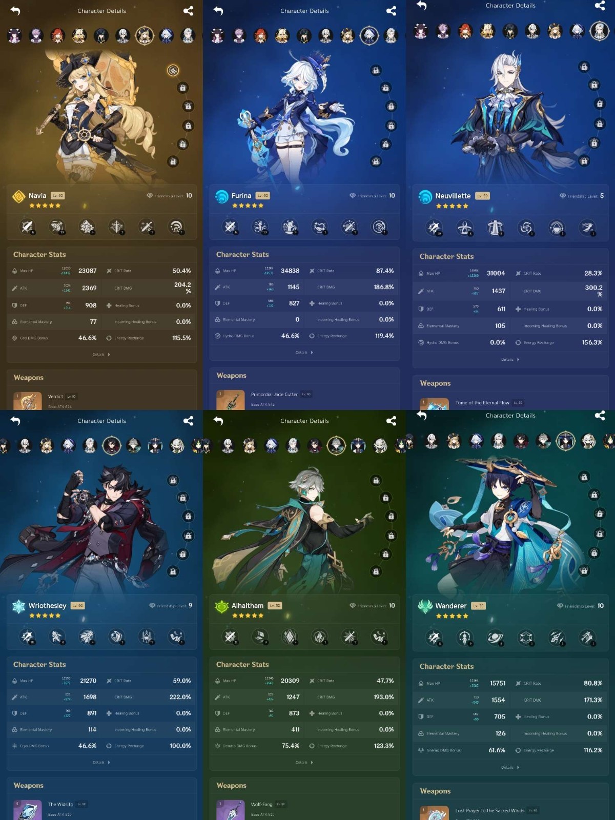 Genshin Impact (AS) ar 60 + Honkai star rail Lohen Columbina Durin Phainon