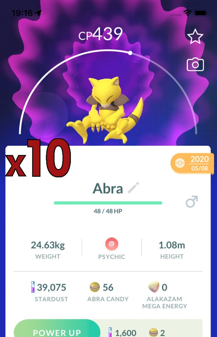 10x Abra Pokemon Bundle !! Good Chance of Lucky and Good IVs !! Go