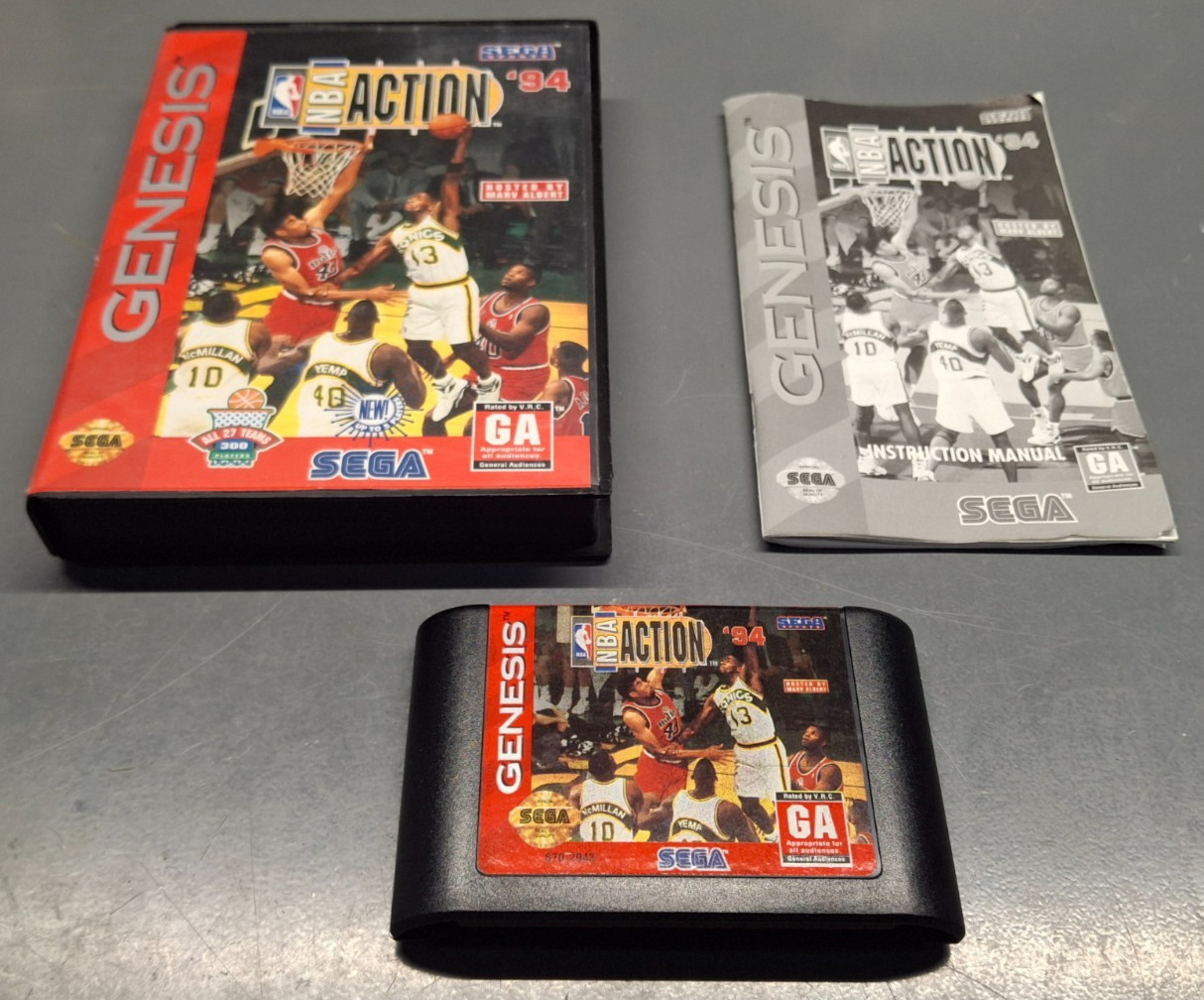 NBA Action ’94 (Sega Genesis, 1994) – CIB (Manual, Box, Game) – CLEANED & TESTED