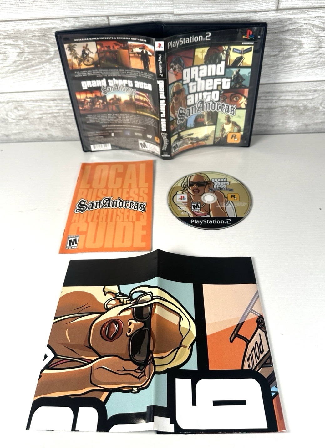 Grand Theft Auto: San Andreas (2004, Sony PlayStation 2 PS2) w/ Map & Manual