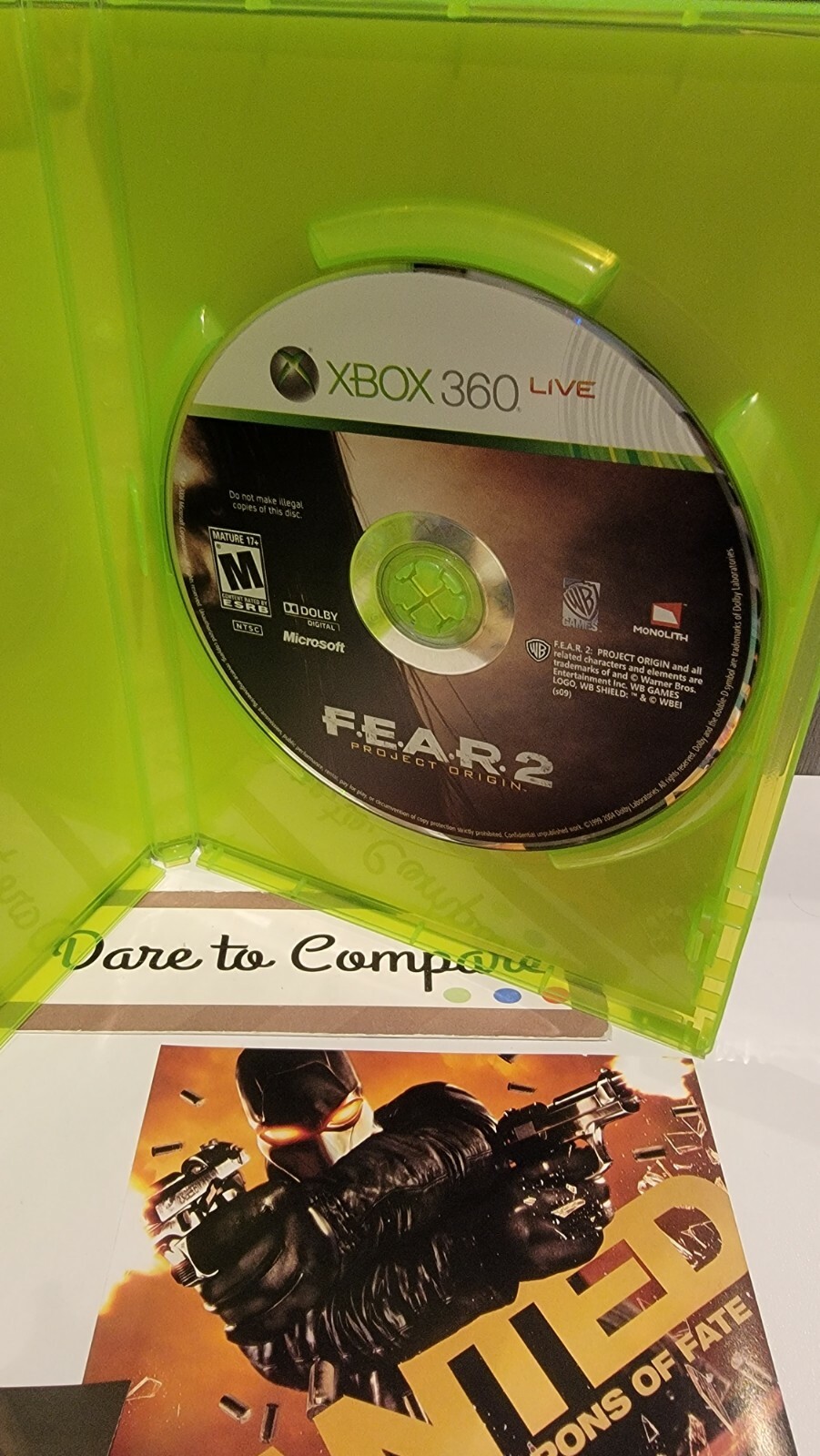 F.E.A.R. 2: Project Origin (Microsoft Xbox 360, 2009) W/ Slipcover and Promo Chq