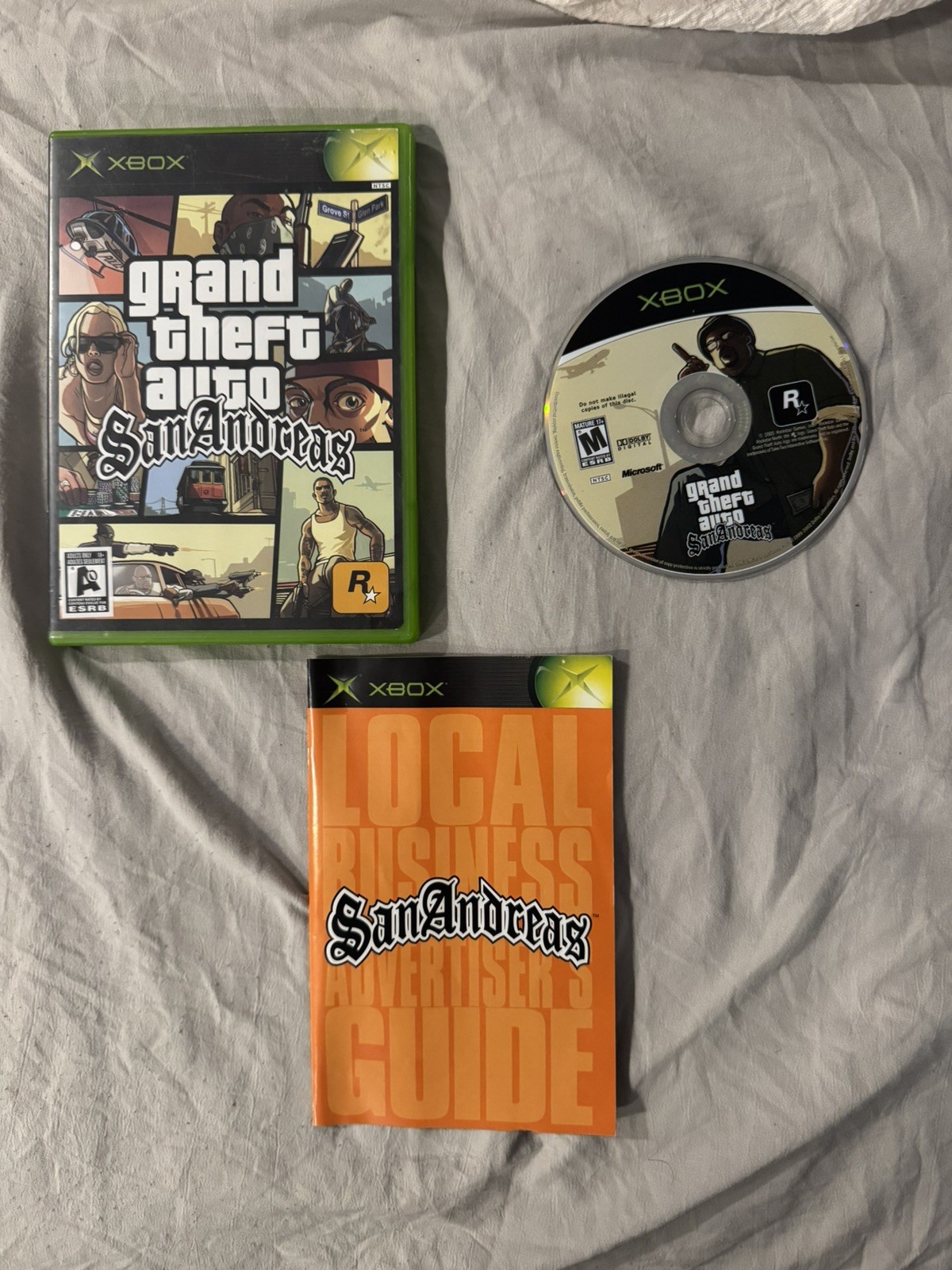 Grand Theft Auto: San Andreas – XBOX – CIB *No map* – RARE AO RATING Adult Only