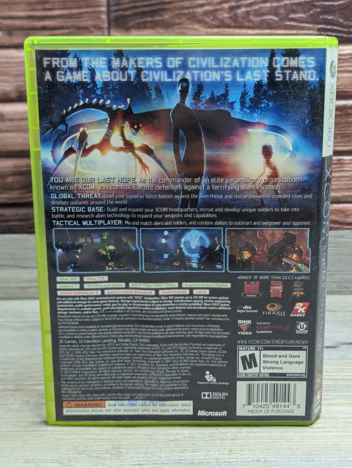 XCOM: Enemy Unknown & Dishonored Platinum Hits Xbox 360 CIB Case Manual Disk