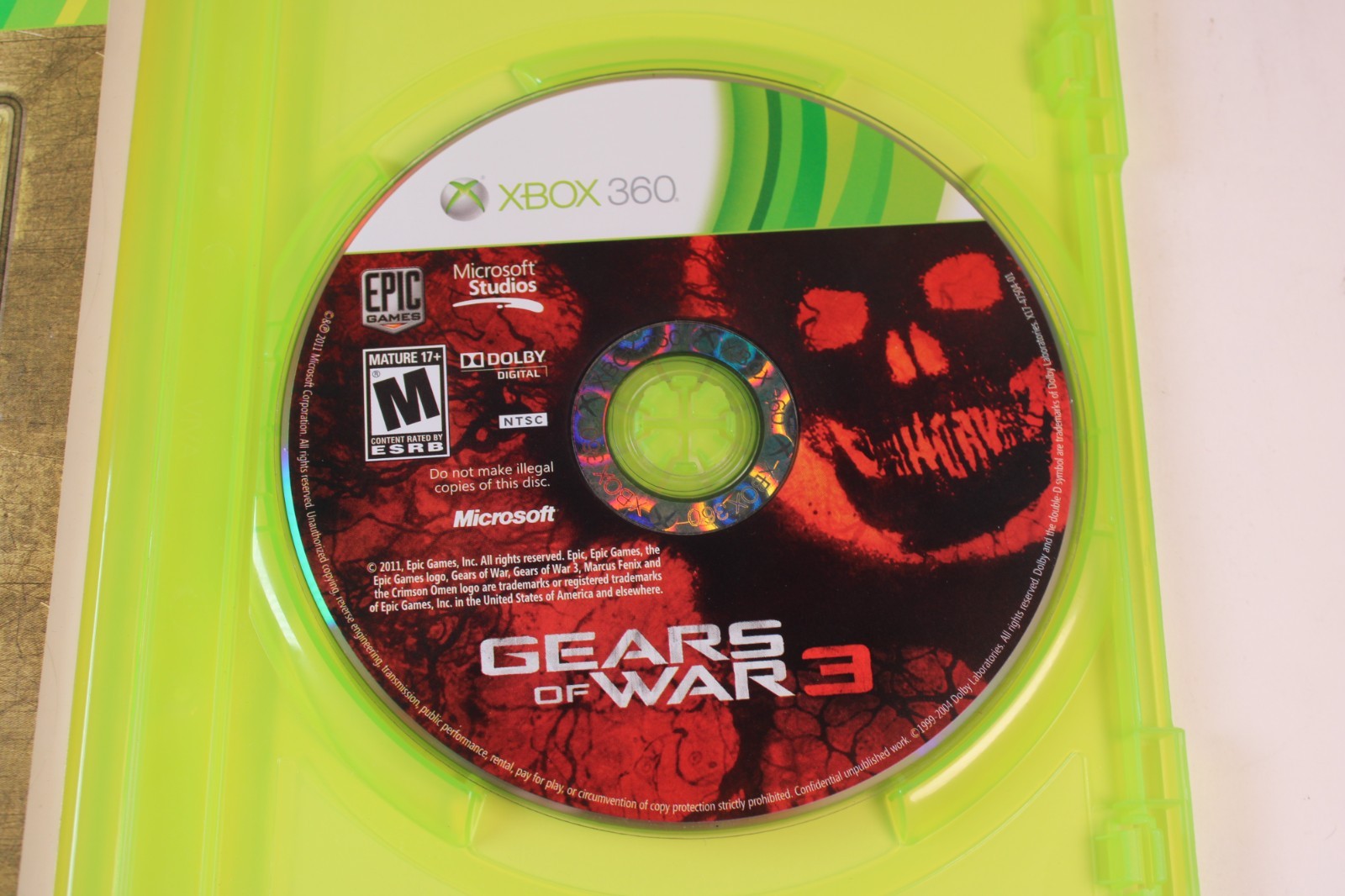 Gears of War 3 (Microsoft Xbox 360, 2011) Authentic, Tested/works great