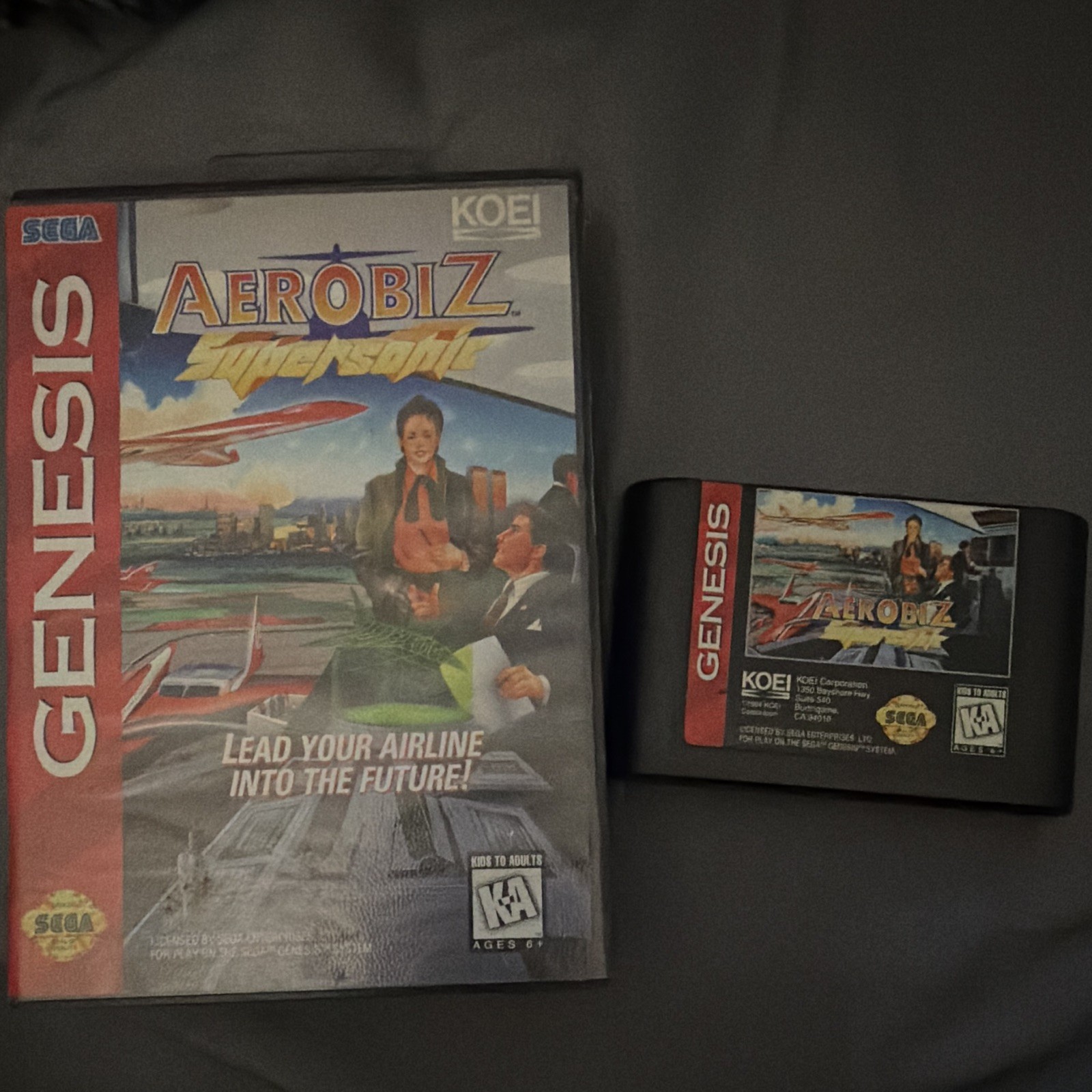 KOEI Aerobiz Supersonic Sega Genesis NTSC-U/C 1994 Video Game Cartridge w/ Case