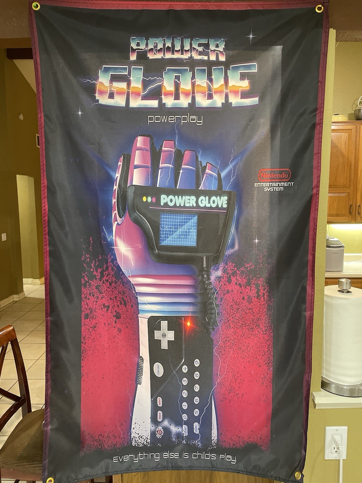 Nintendo NES POWER GLOVE 5′ Flag Poster Banner 1989