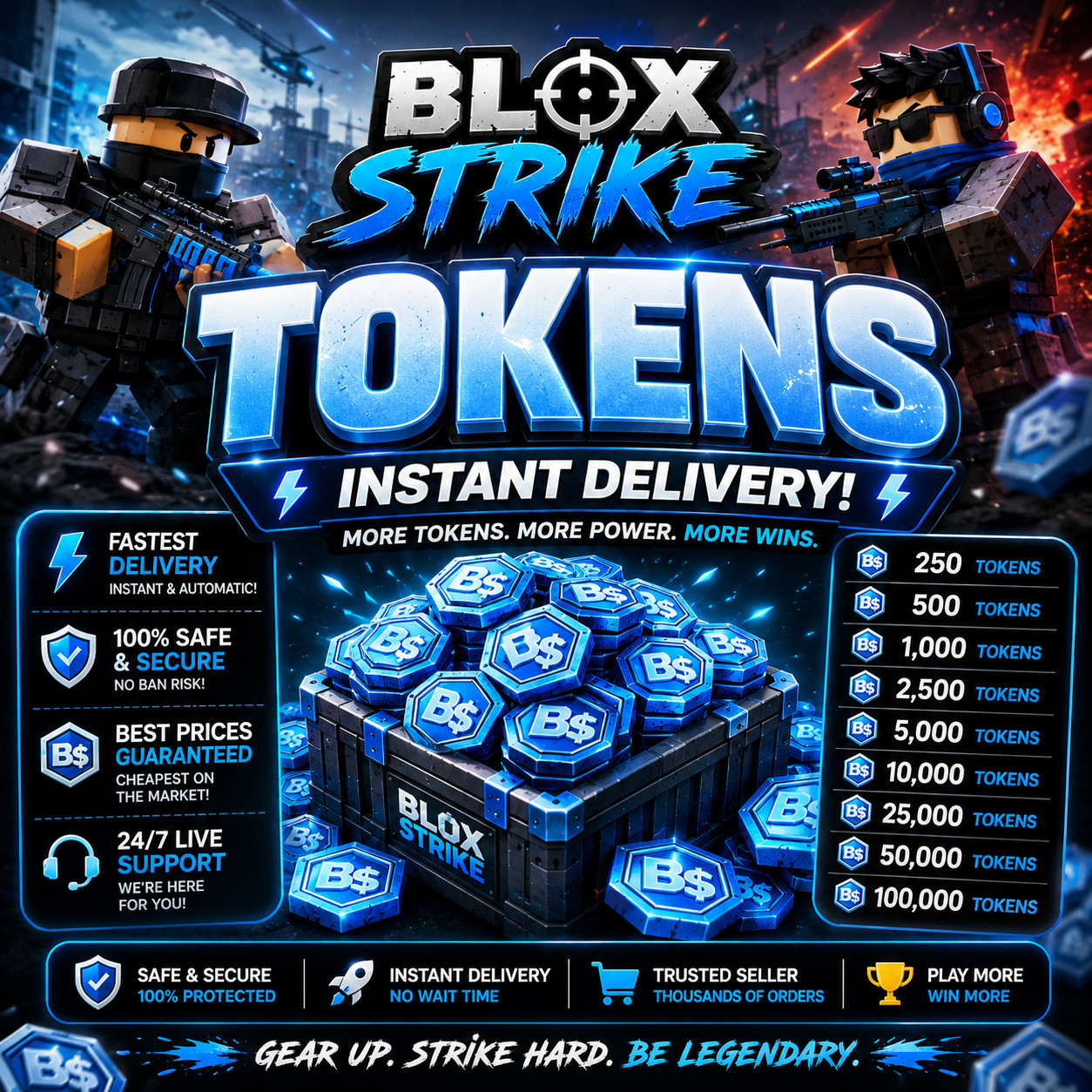 BLOXSTRIKE | 💎 5K – 50K TOKENS💎| FASTEST DELIVERY / CHEAPEST DEAL | ✅