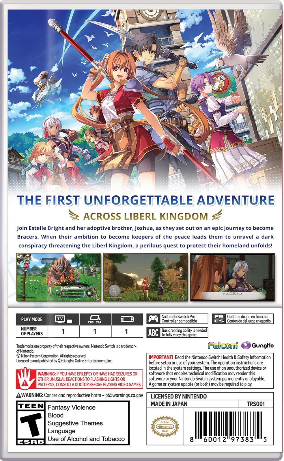 Nintendo Switch Trails in the Sky 1st Chapter Game