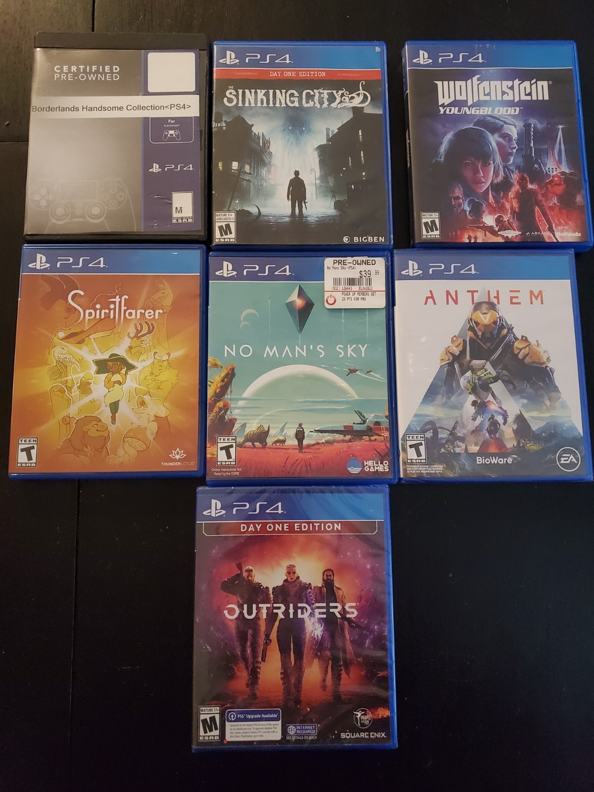 ps4 games lot 7 Games Wolfenstein Borderlands Outriders No Man’s Sky