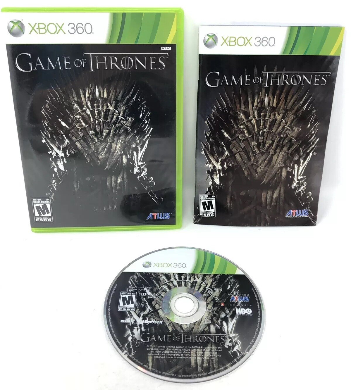 Game of Thrones – Xbox 360 Altus Game – Complete CIB w/Manual EXCELLENT!