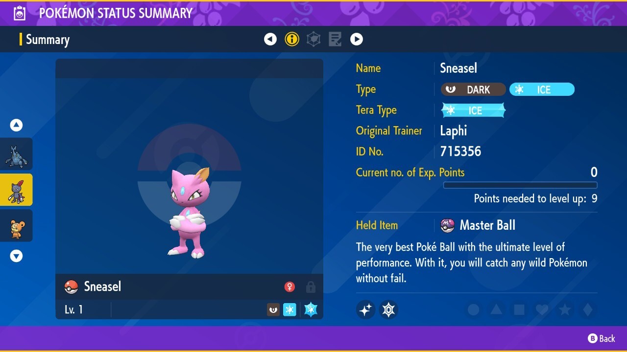 MALE Johto Sneasel XXXL Shiny Egg 6IV Jumbo Johtonian Pokemon Scarlet Violet