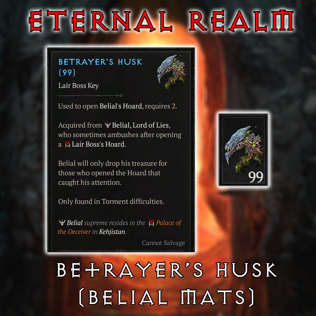 Diablo 4 💥 ETERNAL REALM 💥 Betrayer Husks | Belial | Boss Mats | ALL BOSSES