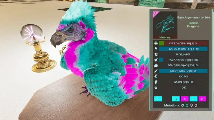 🔥ARK Survival Ascended OFFICIAL PVE – PAIR ADULT DINOS COTTON CANDY TOP STATS