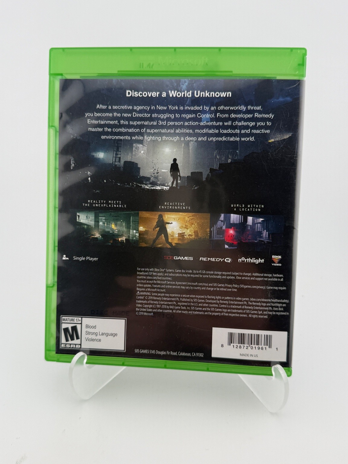 Control Xbox One Video Game Supernatural Action-Adventure Single Player