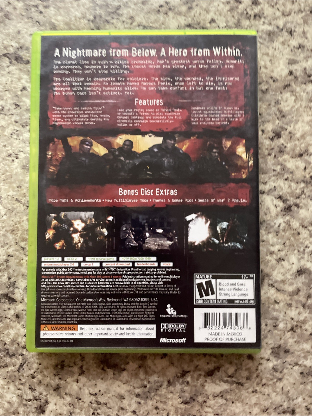 CIB Gears of War 1 for Xbox 360 Microsoft Video Game