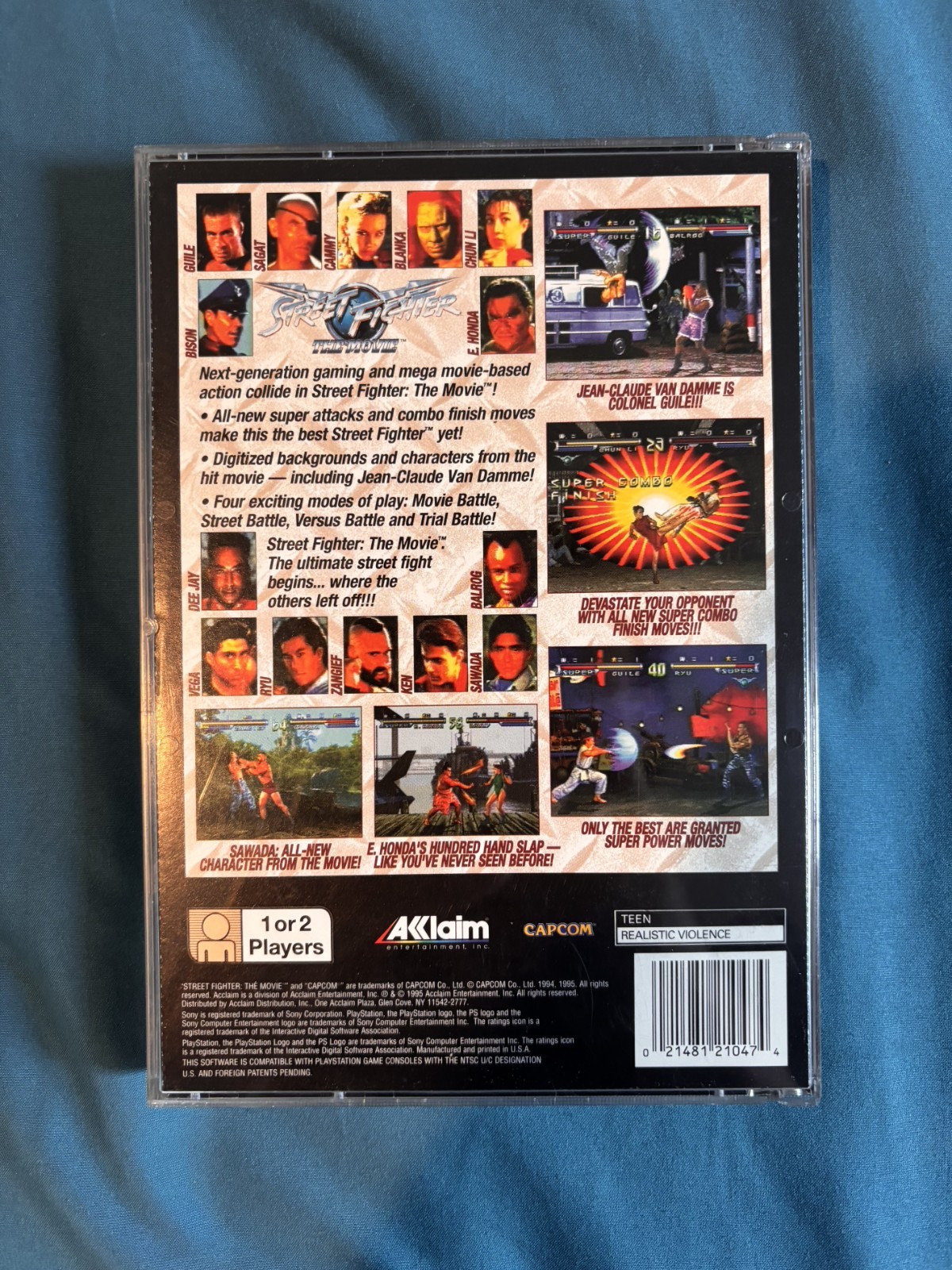 Acclaim Street Fighter: The Movie PS1 Fighting T-Teen NTSC-U/C Multiplayer