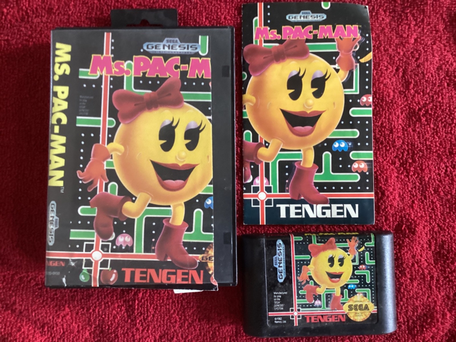 Ms. PAC-MAN Sega Genesis 1991 Complete Set – Case, Cartridge and Manual