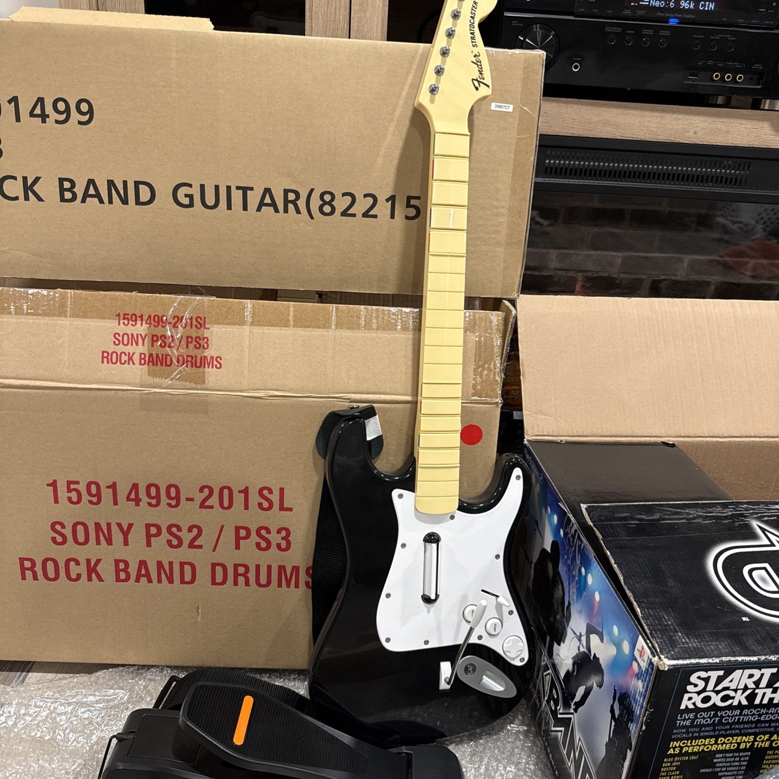PS2 Rock Band Special Edition Bundle Guitar, Drums, Game & Mic – CIB