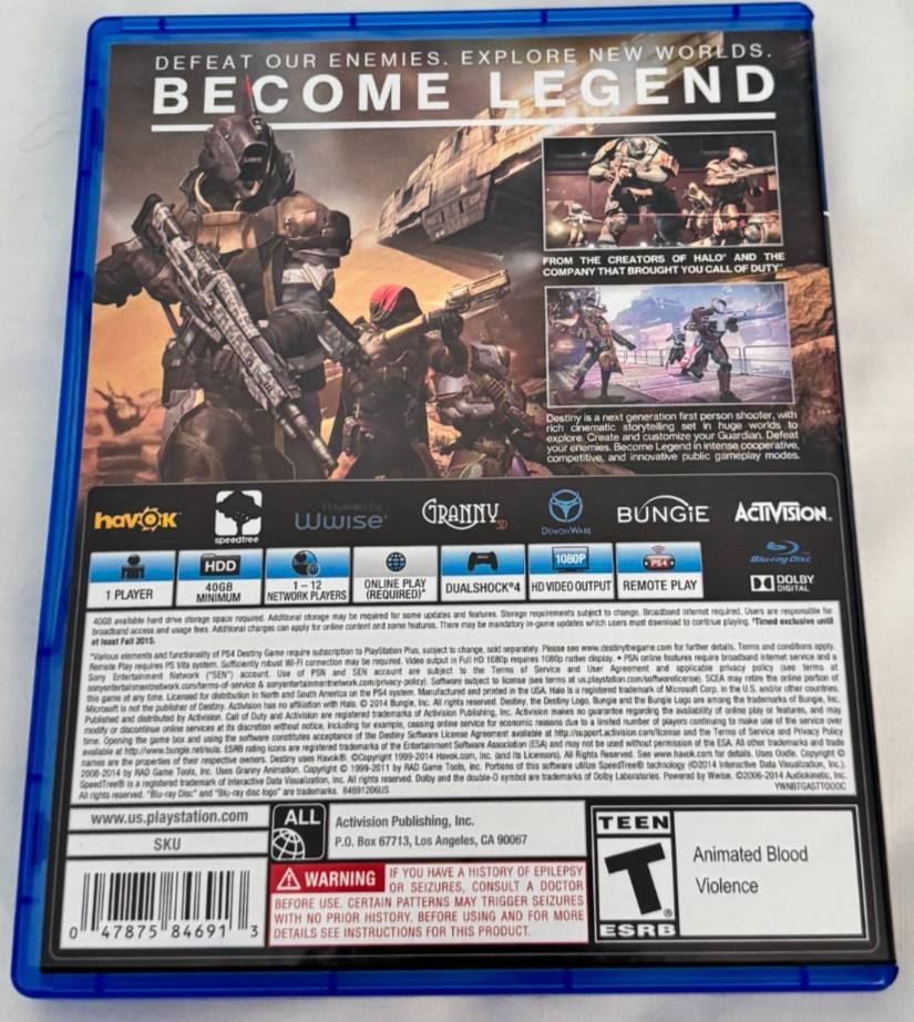 Destiny 1 & 2 Bundle PS4 Sony PlayStation 4 Excellent Condition Tested