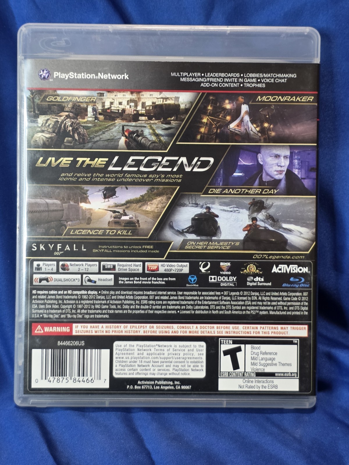 007 Legends James Bond PS3 Video Game With Manual