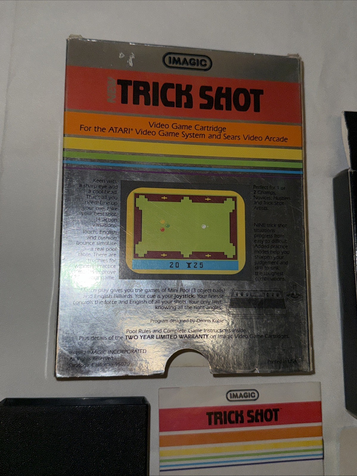 Trick Shot (Atari 2600, IMAGIC) Complete in Box, CIB, NTSC Billiards Pool Game