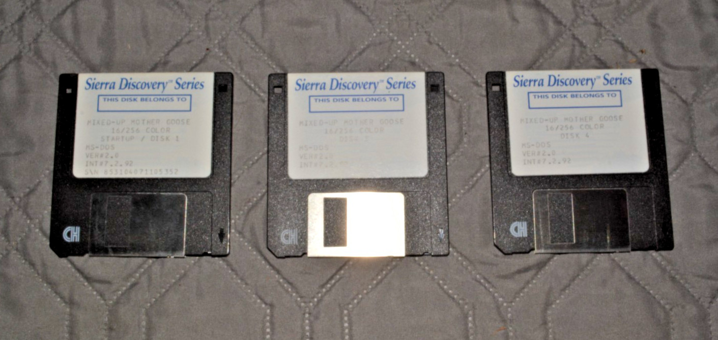 Sierra Discovery Series Mixed-Up Mother Goose MS-DOS 5.25 Floppy Disks (Choice)