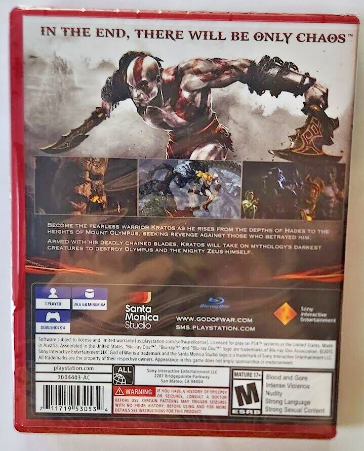 God of War III Remastered (Playstation Hits) PS4 Brand New Game [2015 Action]