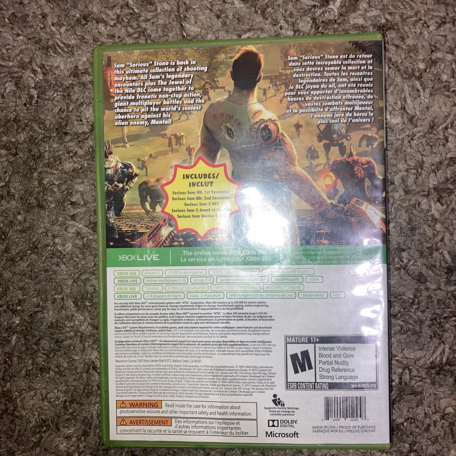 Serious Sam Collection (Microsoft Xbox 360, 2013) Tested And Works