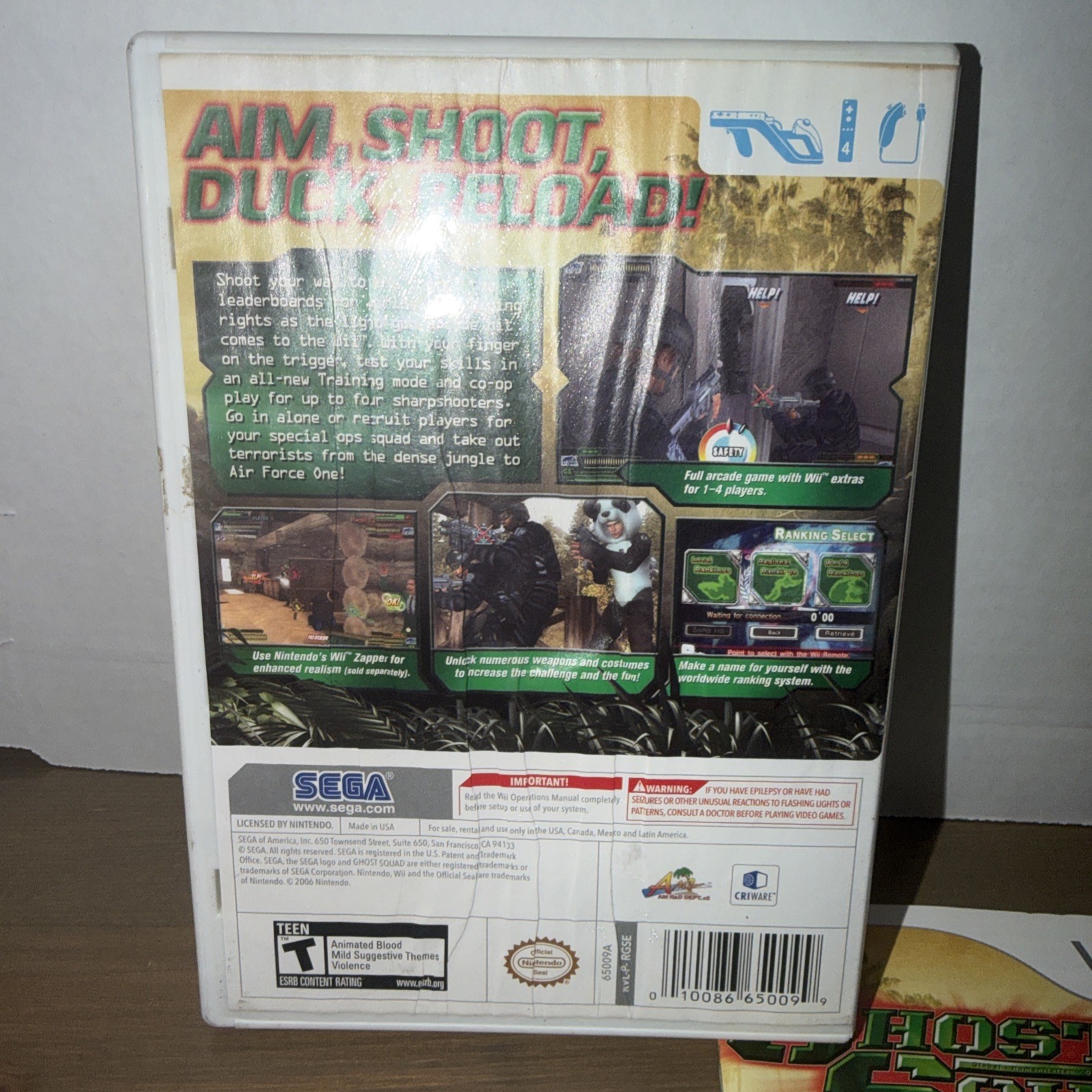 Ghost Squad (Nintendo Wii, 2007) CIB Complete w/ Manual ARTWORK WRINKLED