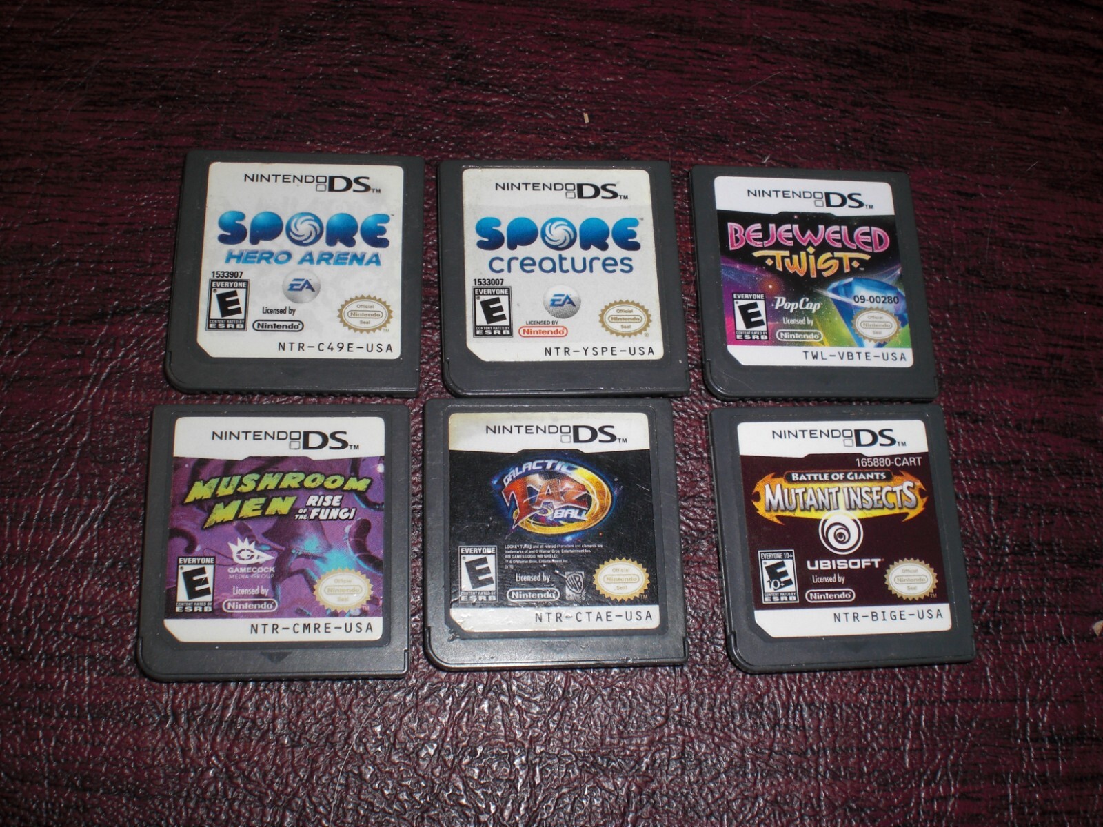 6x Nintendo DS Game Spore Bejeweled Twist Battle Giants Musroom Men Taz Galactic