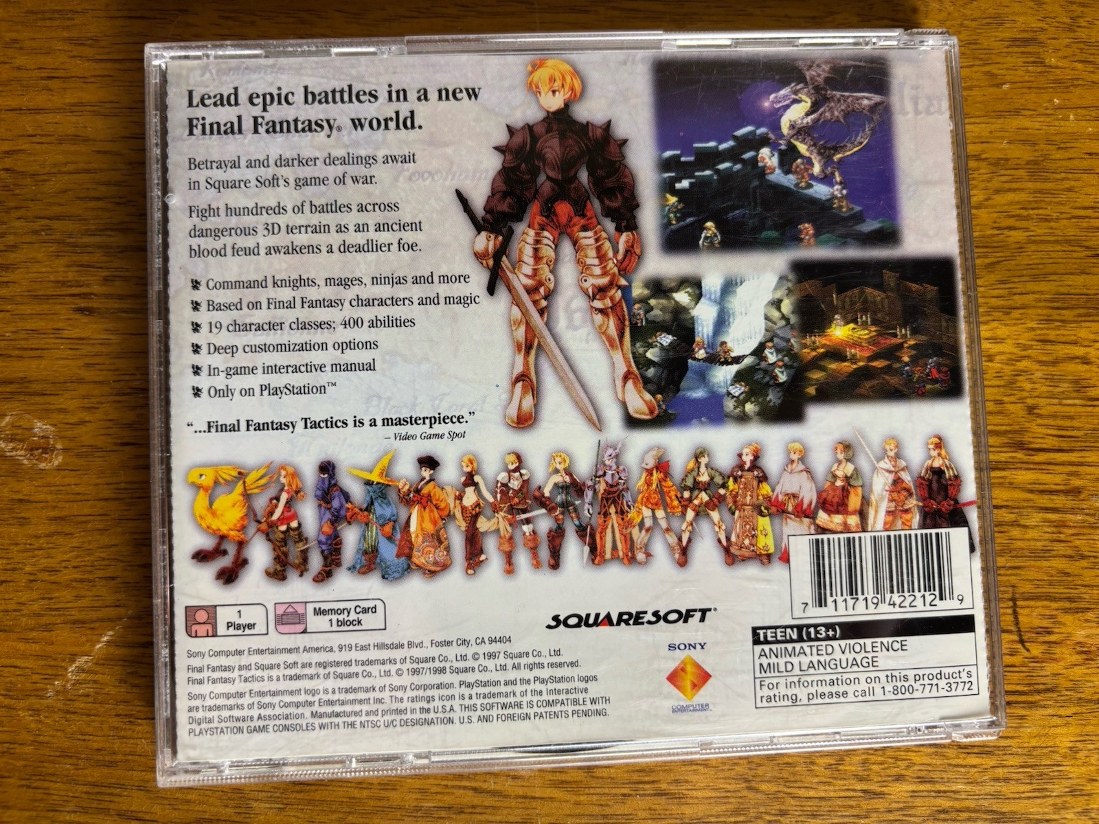 Final Fantasy Tactics Squaresoft Sony PlayStation 1 Strategy RPG 1998 Manual