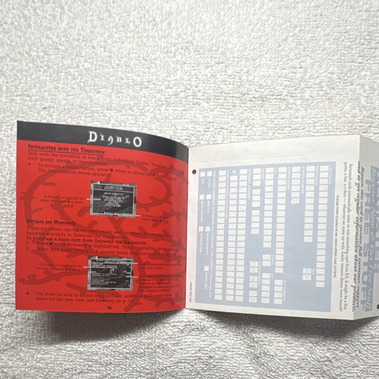 Diablo Player’s Choice PS1 Sony PlayStation 1 NTSC-U/C w/ Manual 1998