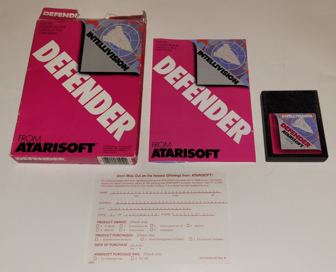 Defender Intellivision Game in Original Box w/Manual & Registration Card