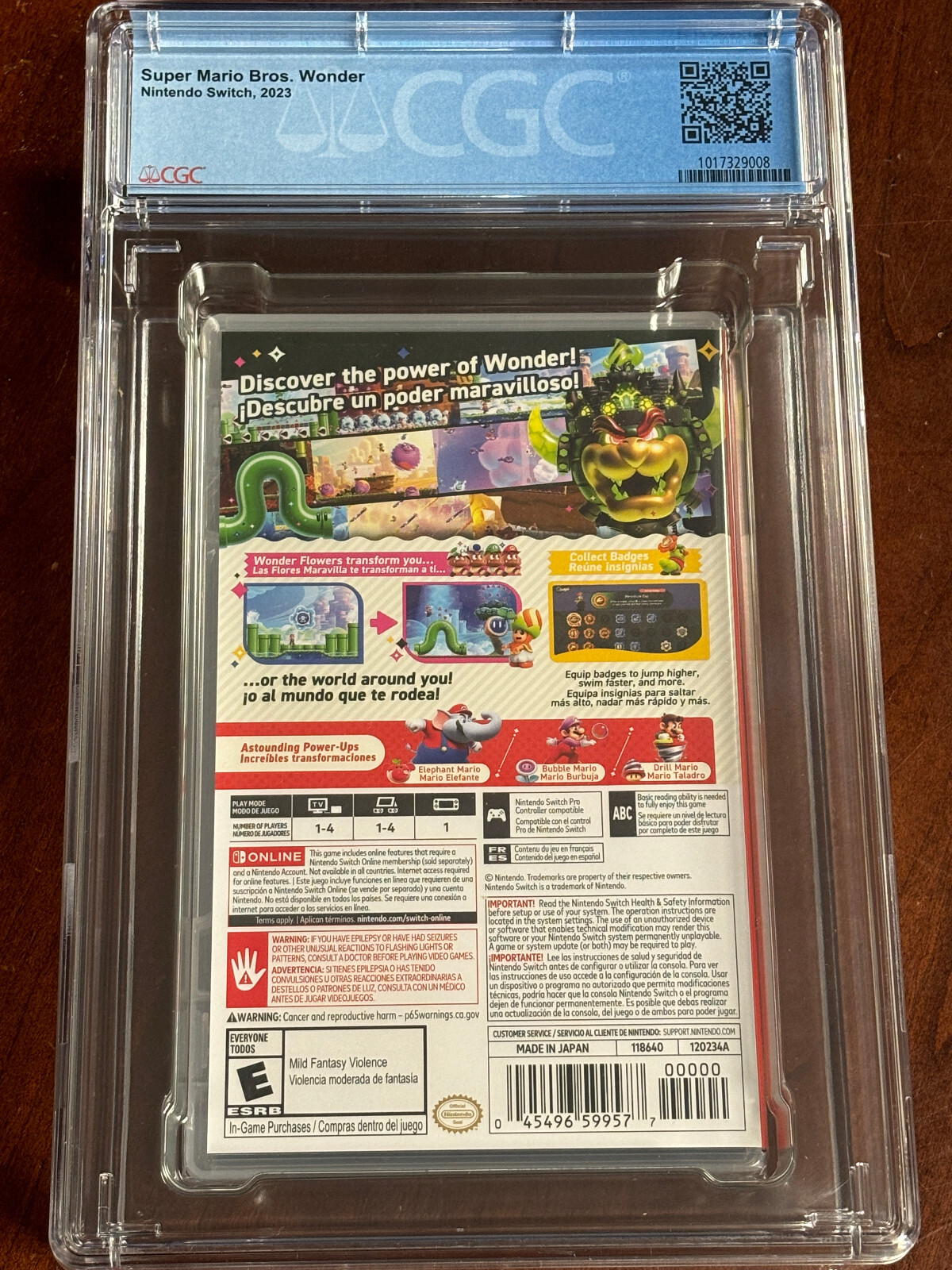 Encased 2023 Switch Super Mario Bros. Wonder CGC 1st PRINT 9.9 A++ Y-Fold Seal