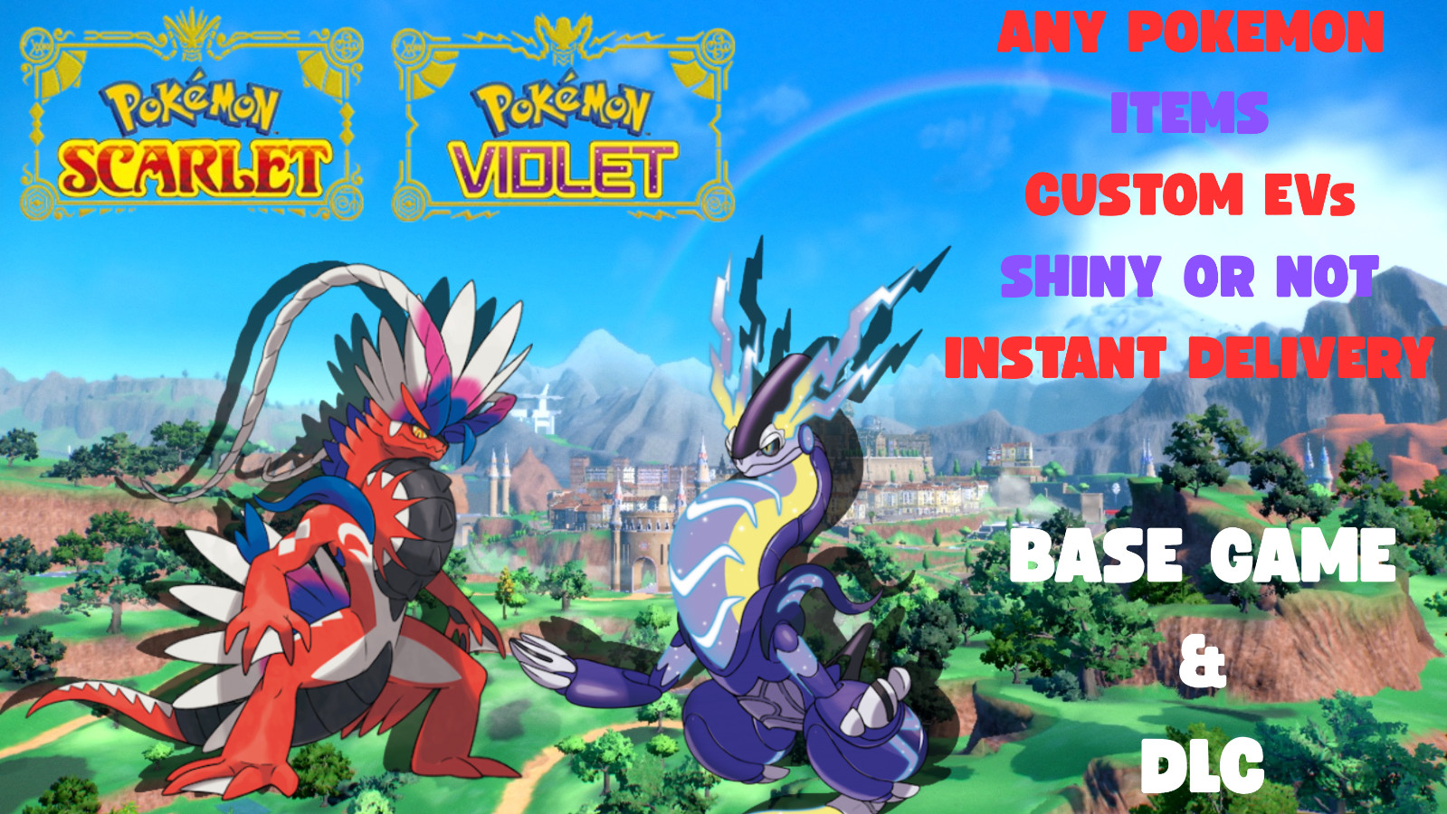 ✨ANY CUSTOM POKÉMON SV POKEMON✨ (BASE+DLC) ✨6IV ⚡️SHINY⚡️✨/NORMAL INSTANT SHIP