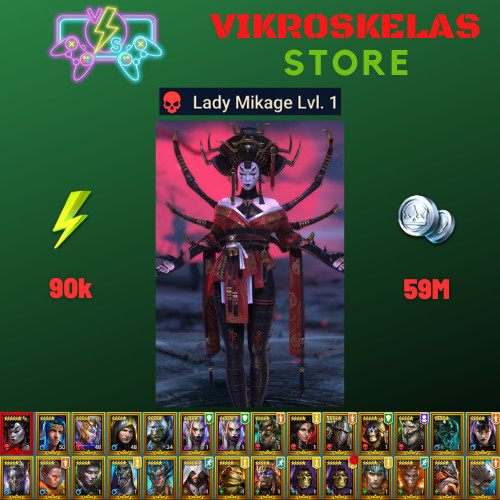 Raid Shadow Legends | Starter Mythical – Lady Mikage : 90k energy / 27 Legendary