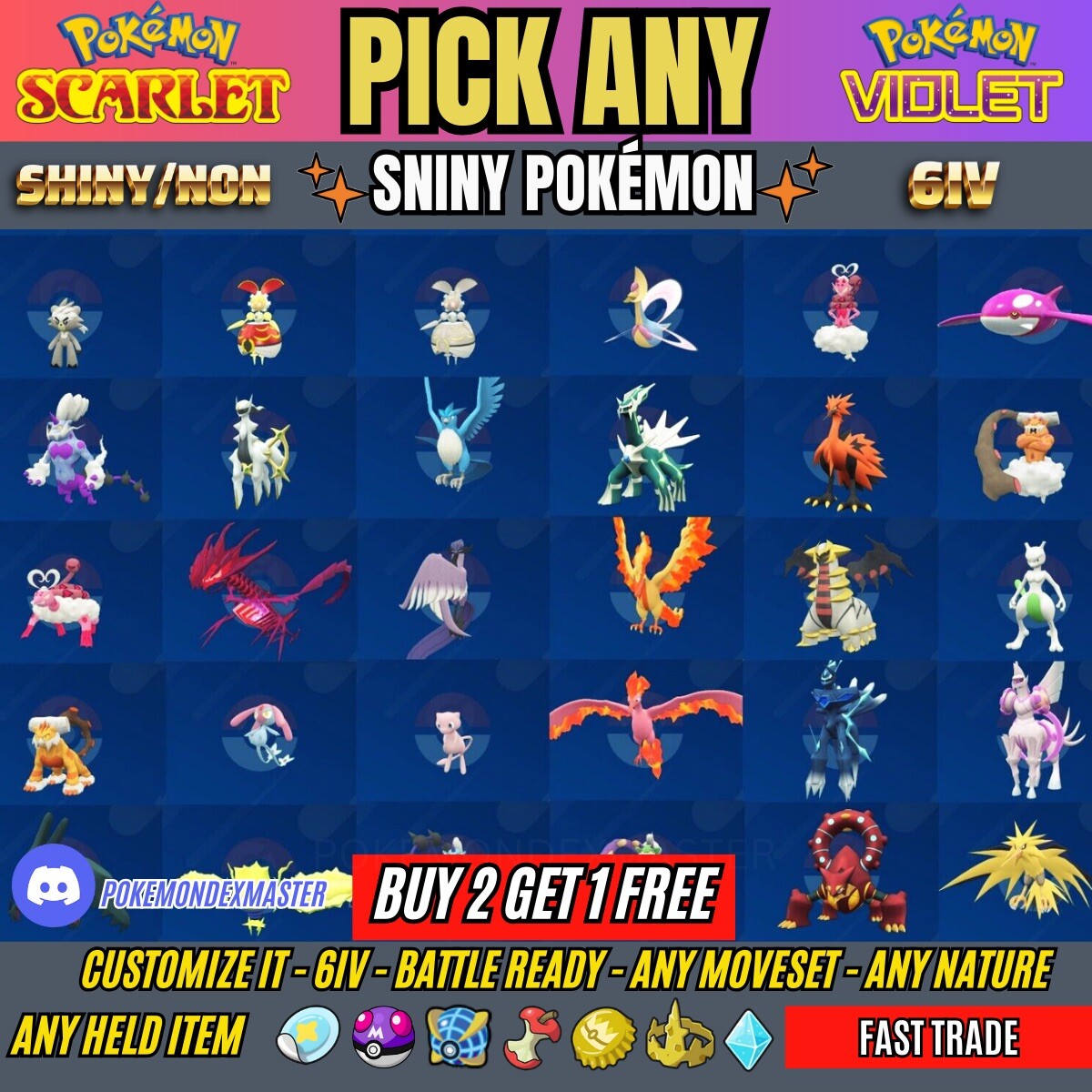 Pokemon Scarlet And Violet – ✨Ultra Shiny Pokemon ✨6IV, Max EVs,Any Held Item.
