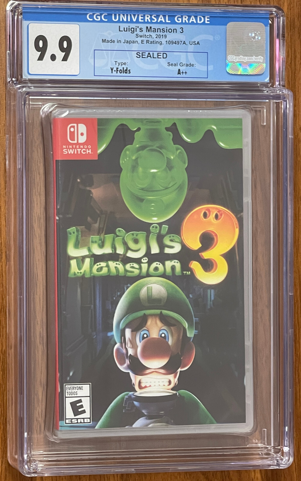 2019 Switch Luigi LUIGI’S MANSION 3 HD 1st Print CGC Graded 9.9 Y-Fold Seal A++