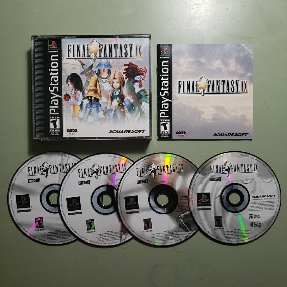 Final Fantasy IX 9 – PlayStation 1 PS1 – CIB – Black Label 4 Discs w/reg Card
