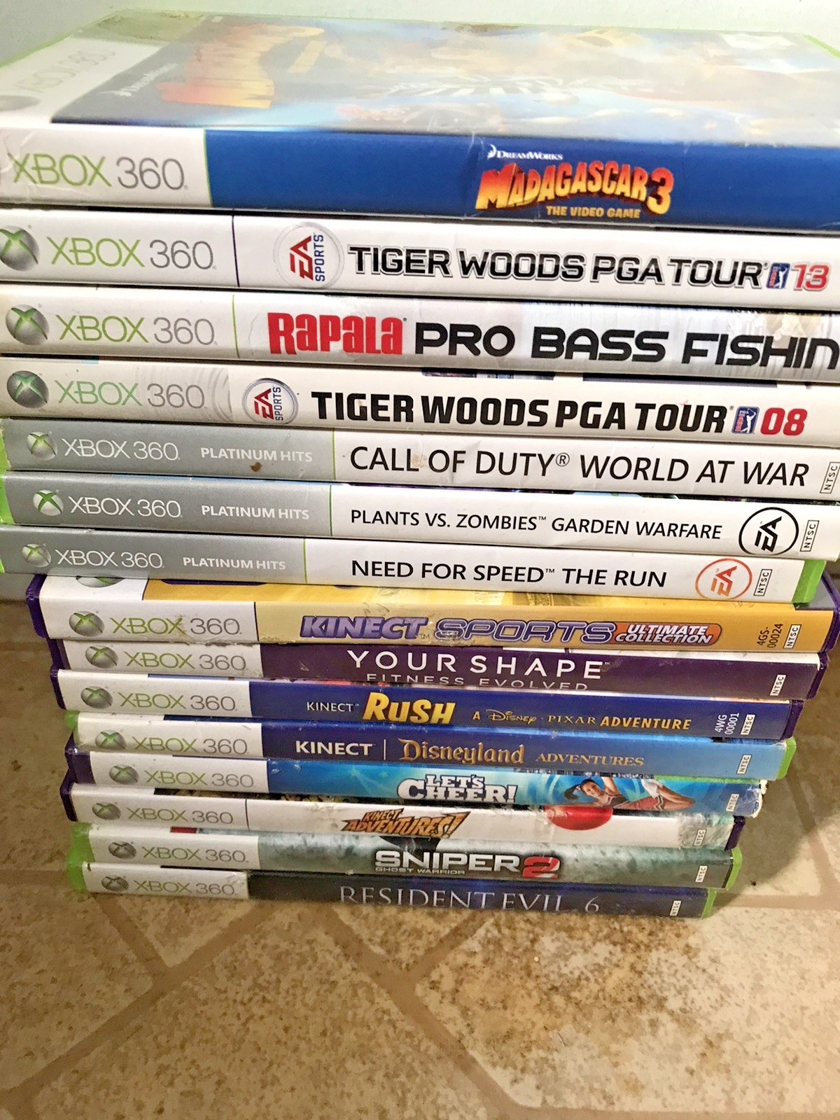 Xbox 360 Kinect Game Lot of 15 Call of Duty Sniper Tiger Woods Mixed Lot