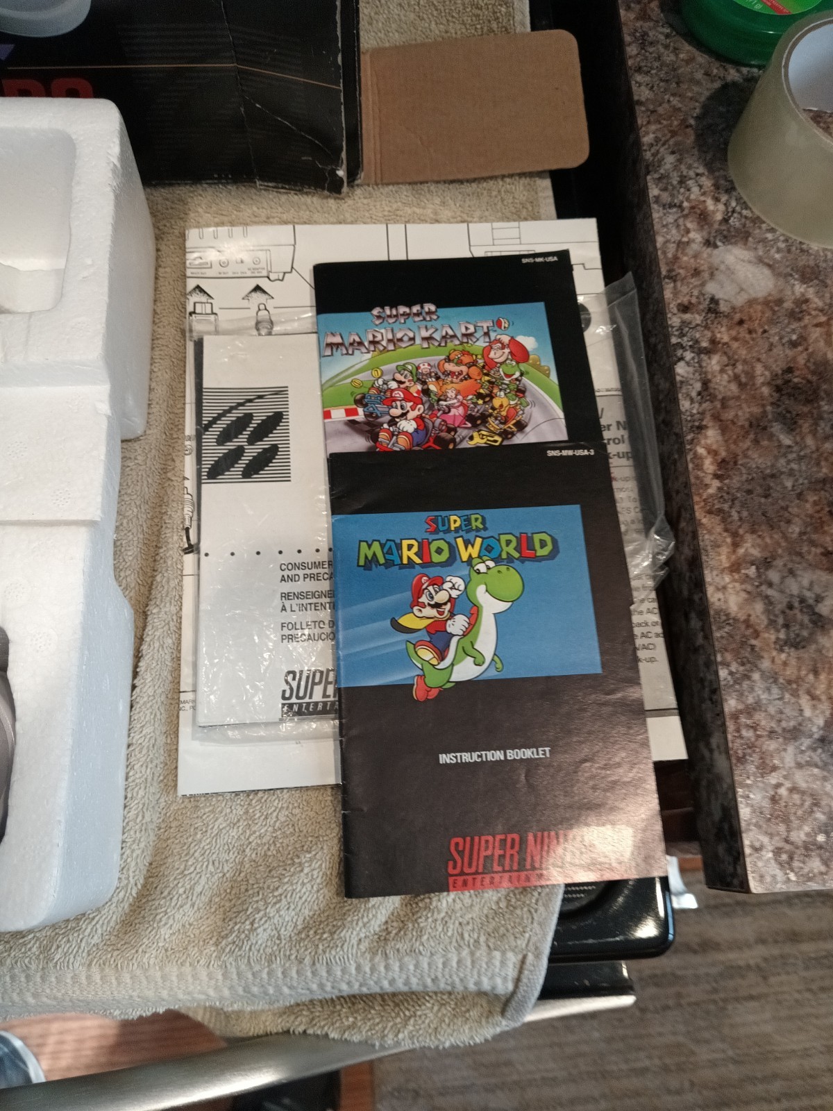 SNES Super Set – Super Mario World Super Mario Kart bundle CIB MATCHING NUMBER