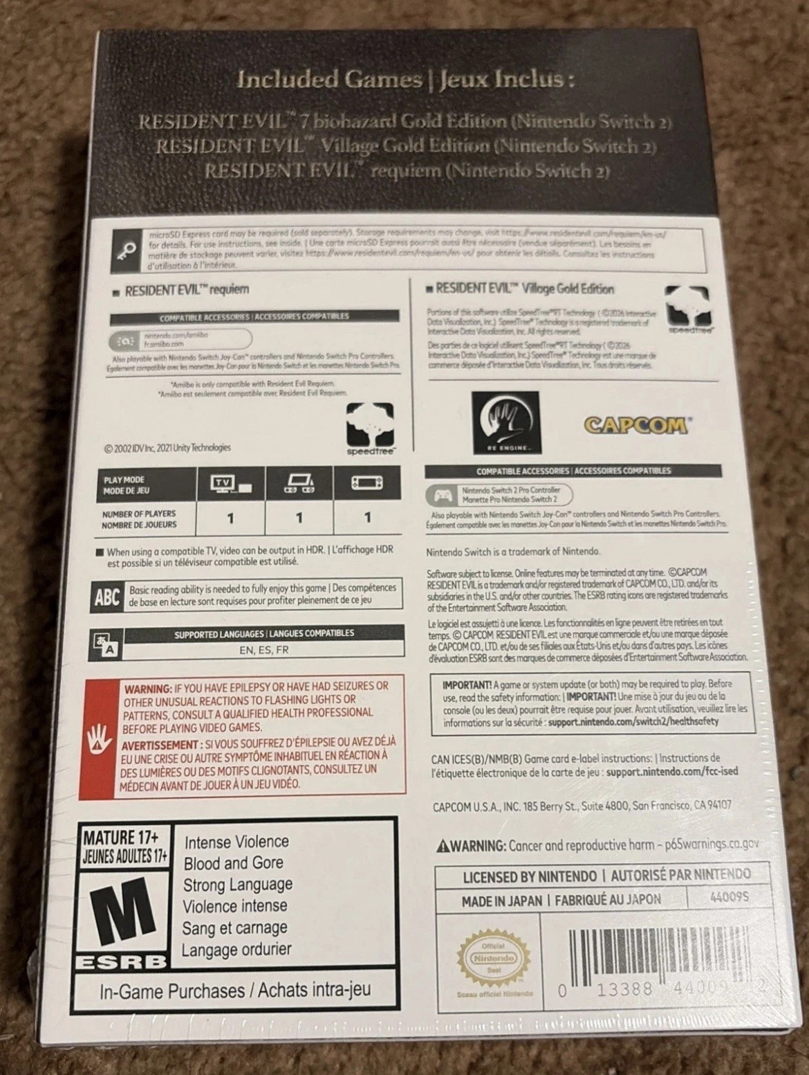 Resident Evil Generation Pack Nintendo Switch 2 30th Anniversary SEALED IN HAND