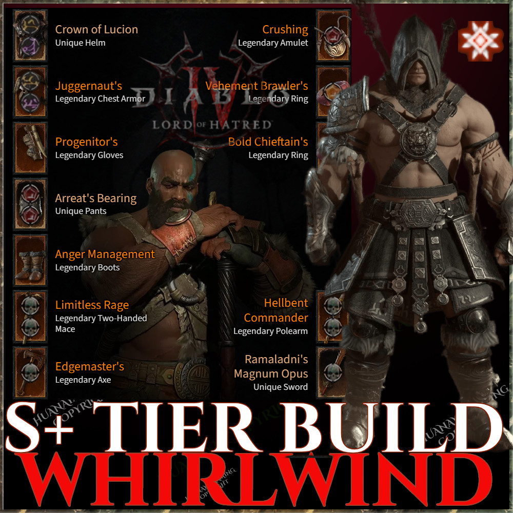 Diablo 4 Lord of Hatred ⚔️S+ TIER BUILD⚔️ WHIRLWIND ENDGAME BUILD D4 SEASON 13