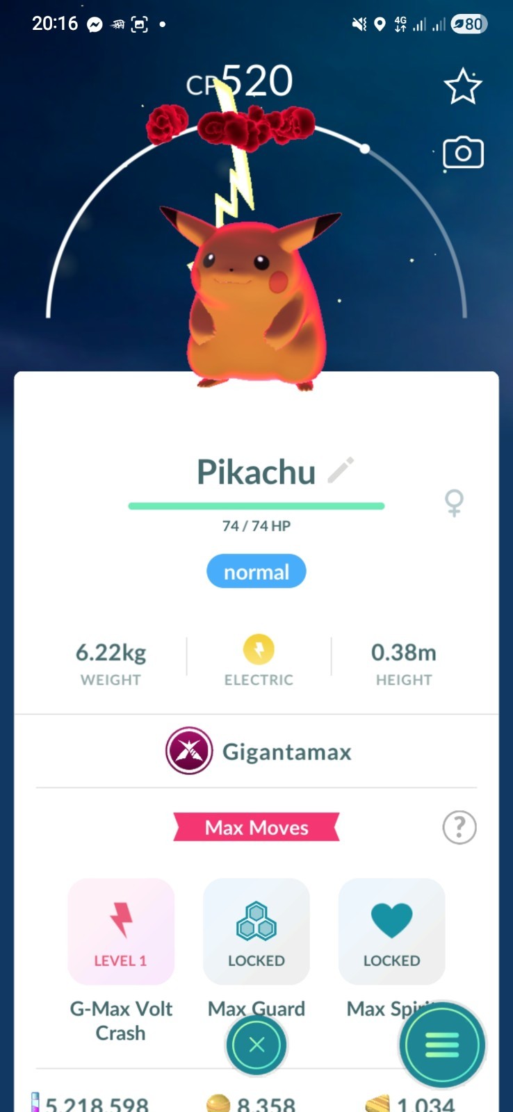 Gigantamax Pikachu Pokemon Fast Same Day Go