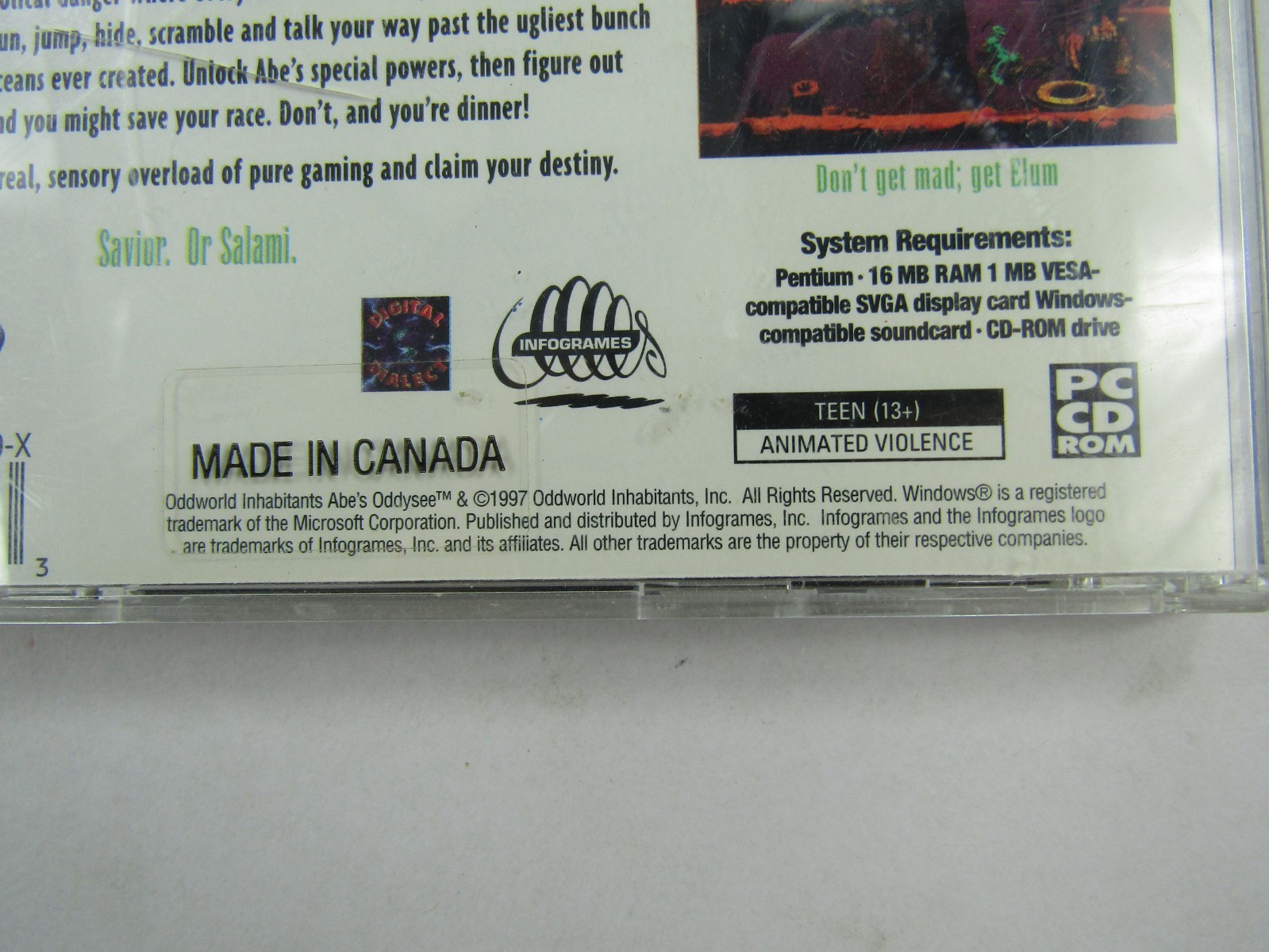 Oddworld Abes Oddysee PC CD Rom Computer Game Infogames CIB Manual & CD